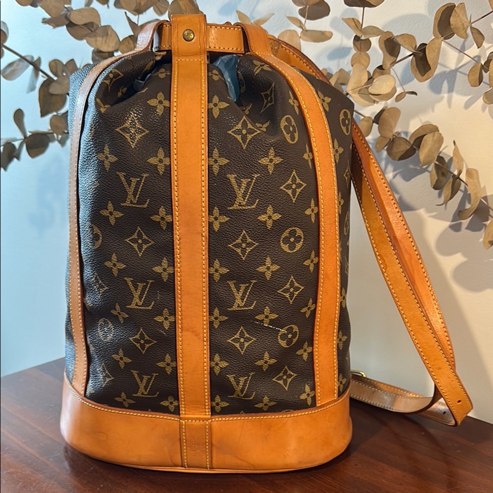 Authentic, Vintage & Rare LV Brown Monogram Canvas Randonnée GM Bucket Sling Bag